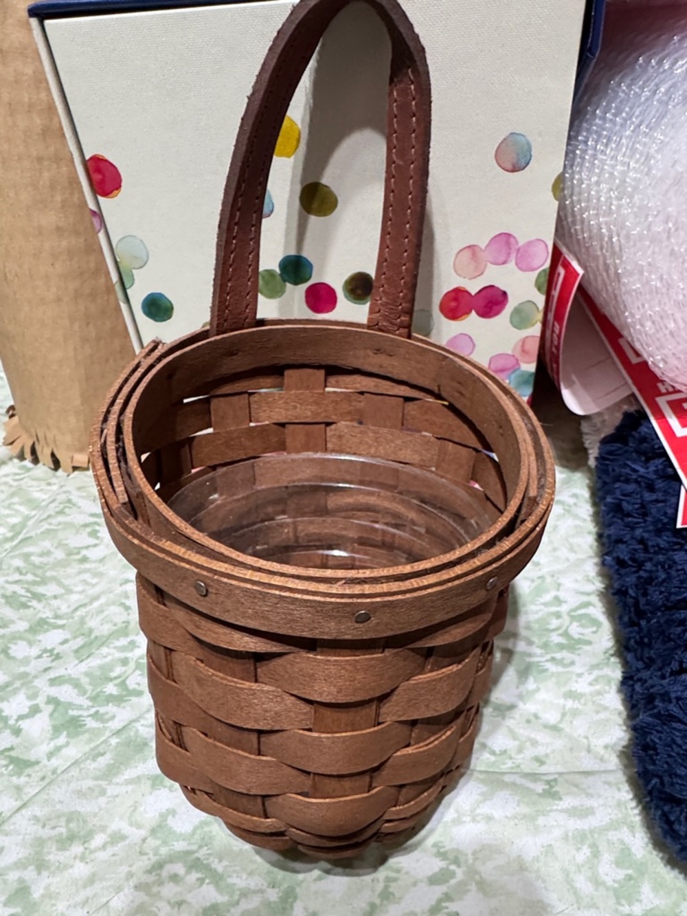 Longaberger Brown Woven Hanging Basket with Handle